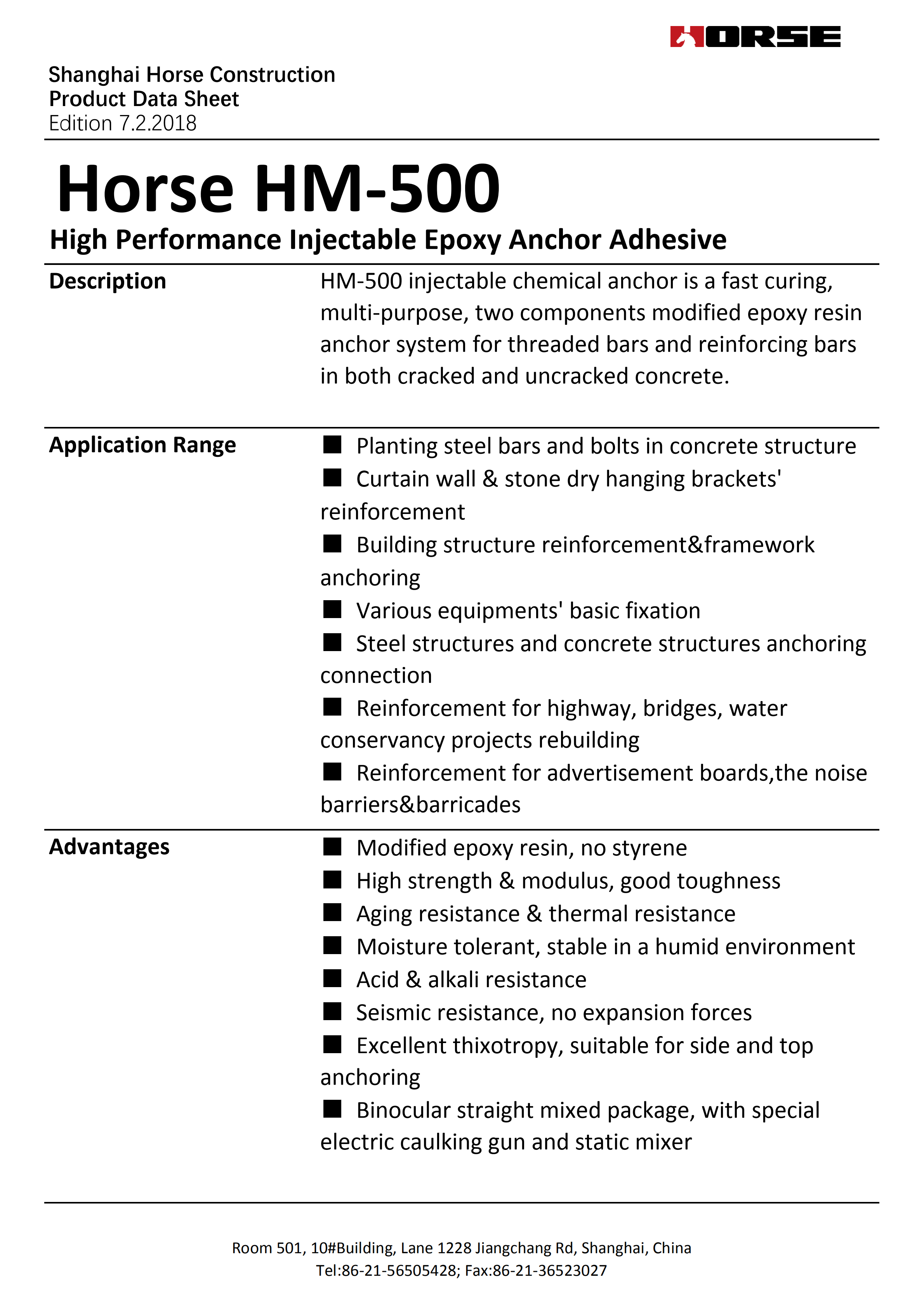 hm-500 chemical anchoring