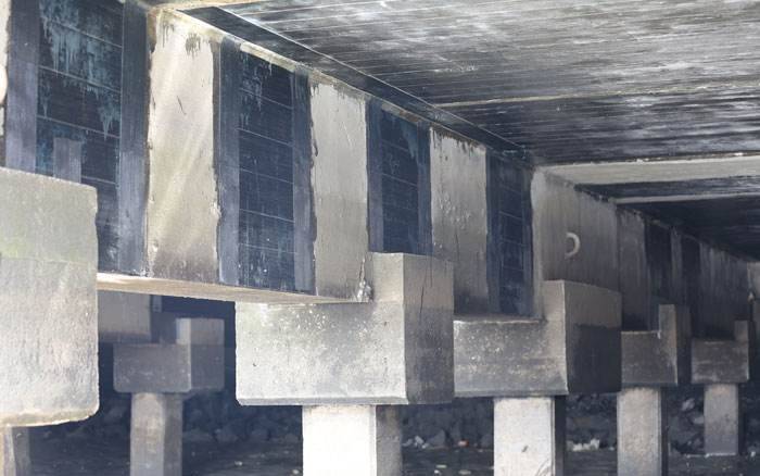 Carbon fiber reinforcement of existing overrun bridge